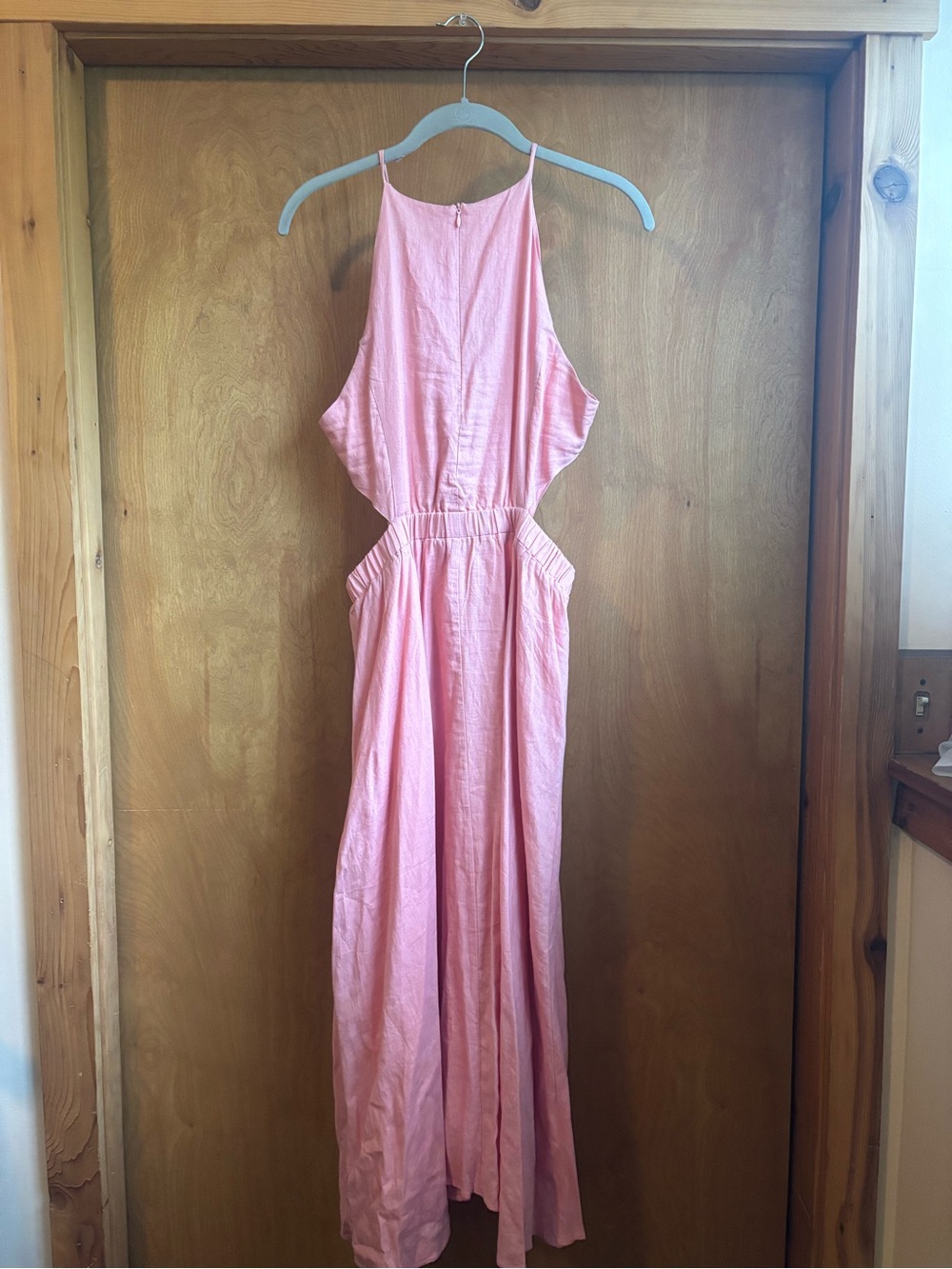 MINKPINK Blush Pink Halter Midi Dress with Side Cutouts - Picture 4 of 5